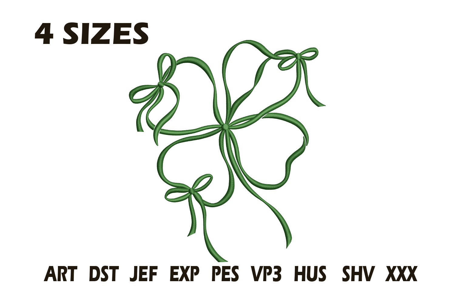 Lucky Ribbon Clover Embroidery