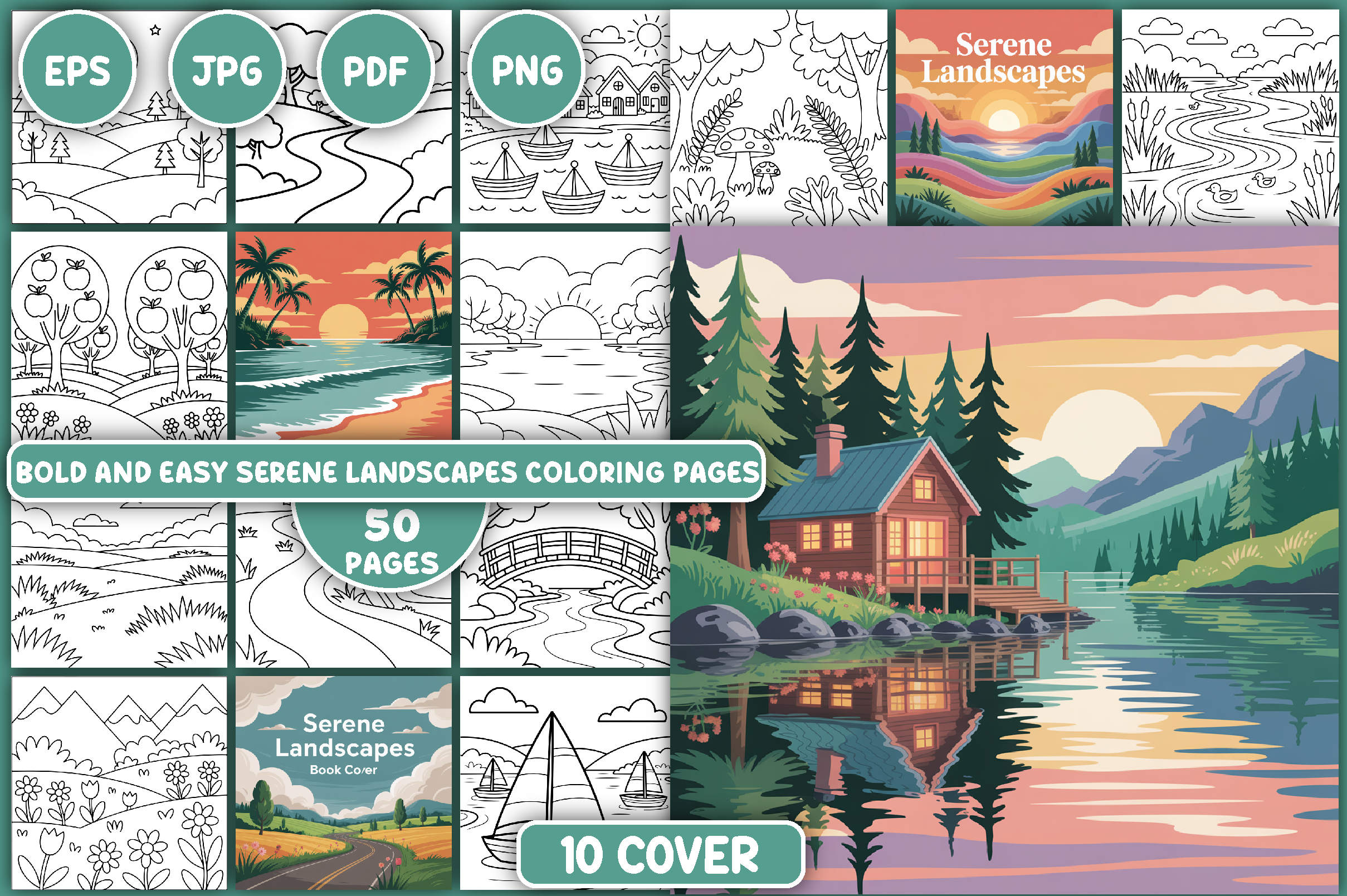 Serene Landscapes Coloring Pages