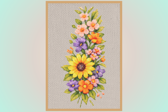Vintage Floral Bouquet Cross Stitch Patt