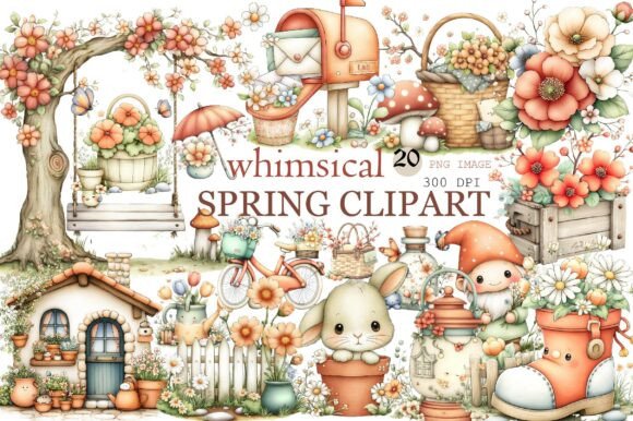 Whimsical Spring Clipart Graphic by Rainbow Twist · Creative Fabrica