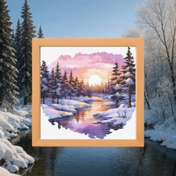 🎄Winter Sunset Cross Stitch Pattern