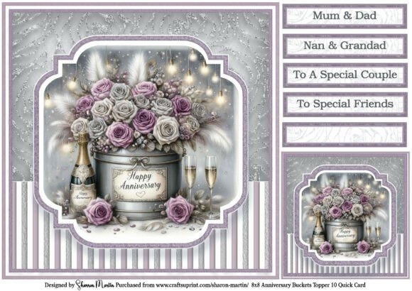 8x8" Anniversary Bucket Quick Card T10