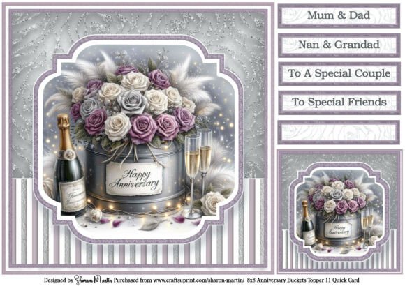 8x8" Anniversary Bucket Quick Card T11