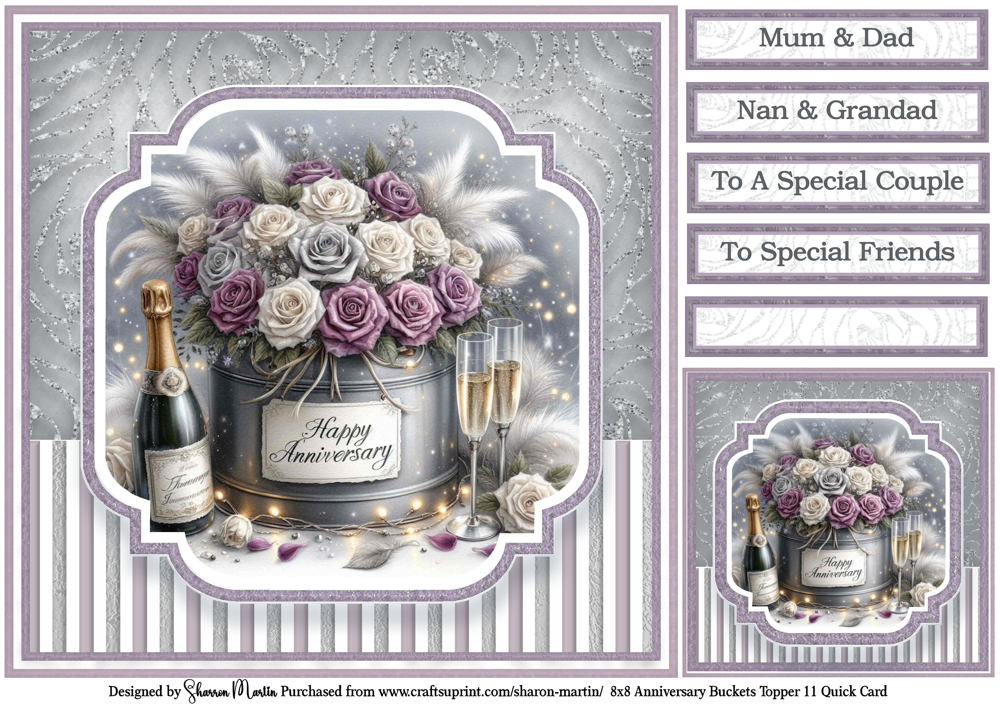 8x8" Anniversary Bucket Quick Card T11