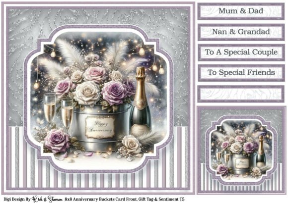 8x8" Anniversary Bucket Quick Card T5