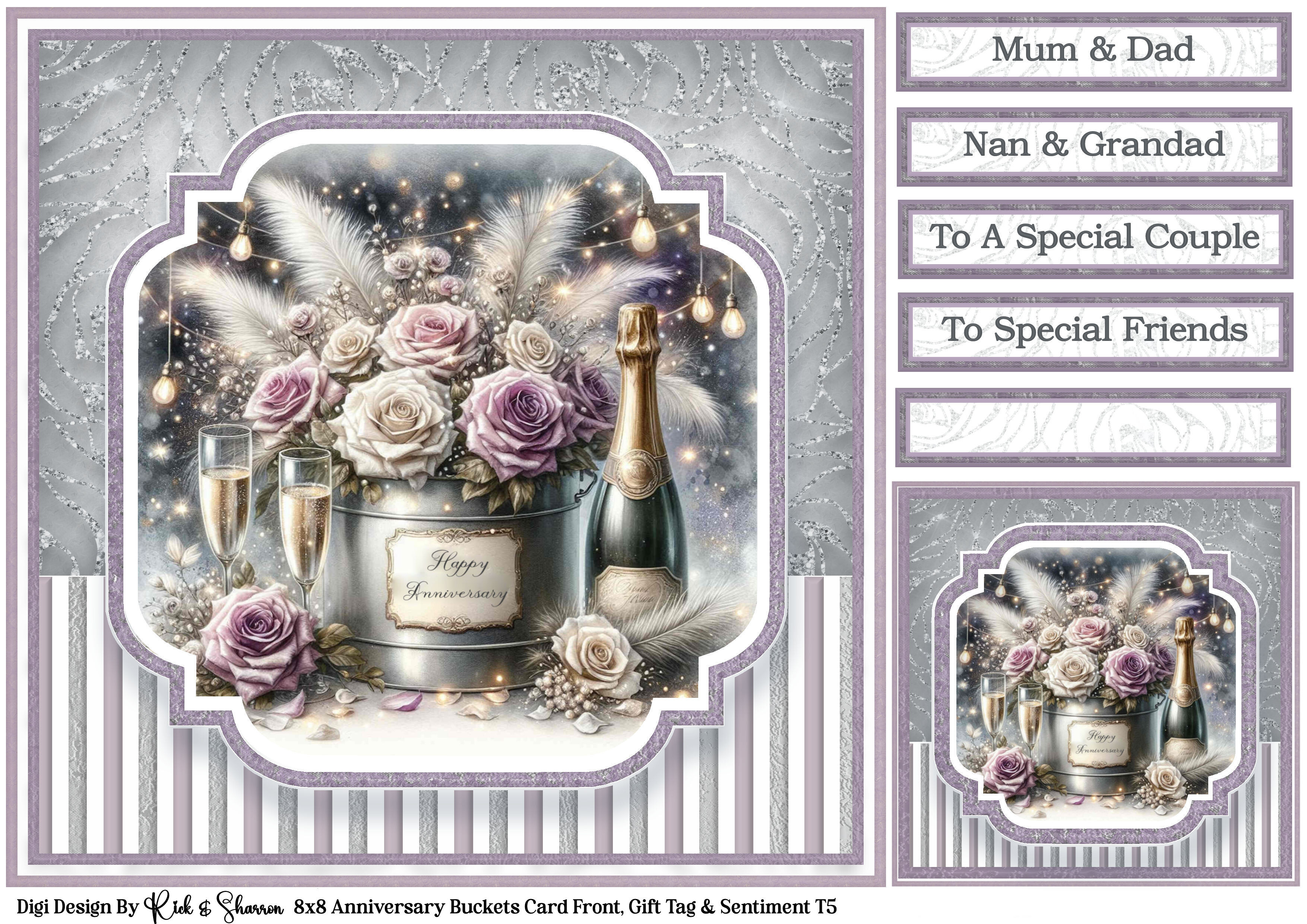 8x8" Anniversary Bucket Quick Card T5