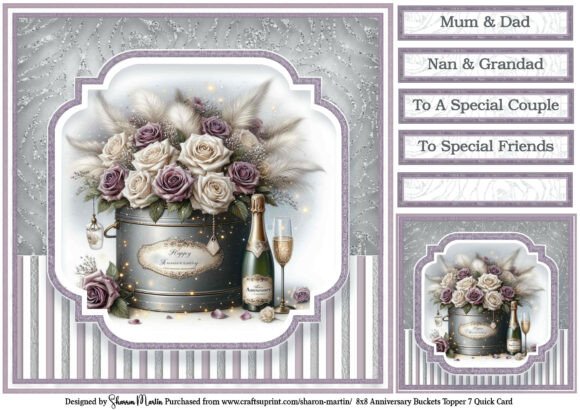 8x8" Anniversary Bucket Quick Card T7