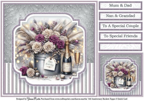 8x8" Anniversary Bucket Quick Card T8