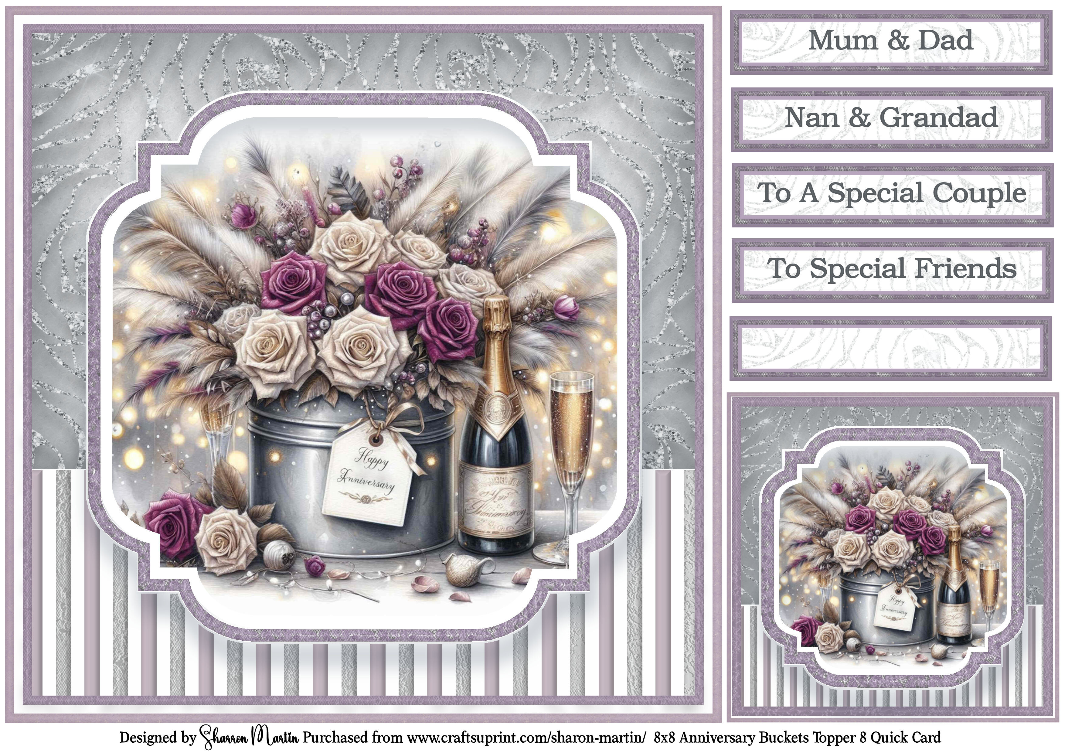 8x8" Anniversary Bucket Quick Card T8