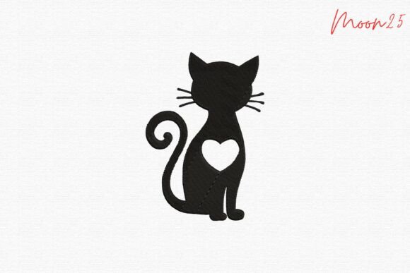 Cat Silhouette with Heart Shape