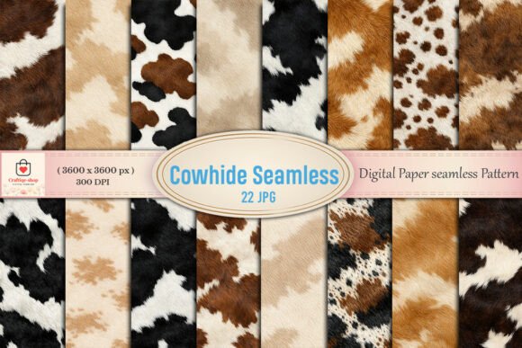 Cowhide Seamless Digital Paper Bundle Grafica Motivi di Carta Di Craftiqe-shop