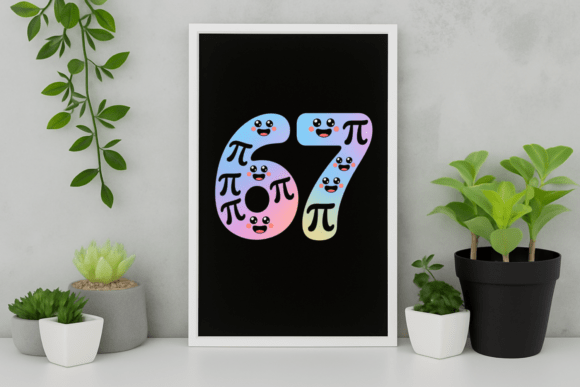 Cute Kawaii Pi 67 Number PNG Graphic by Design Station · Creative