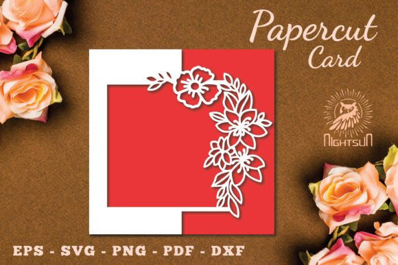 Flowers Papercut Card Template SVG 9 Biglietti e inviti Creazione SVG 3D Di NightSun