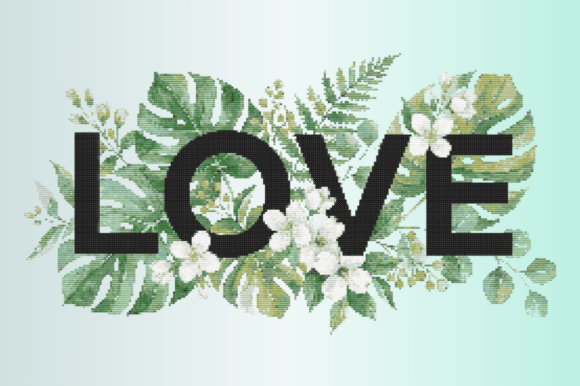 Love Botanical Cross Stitch Pattern
