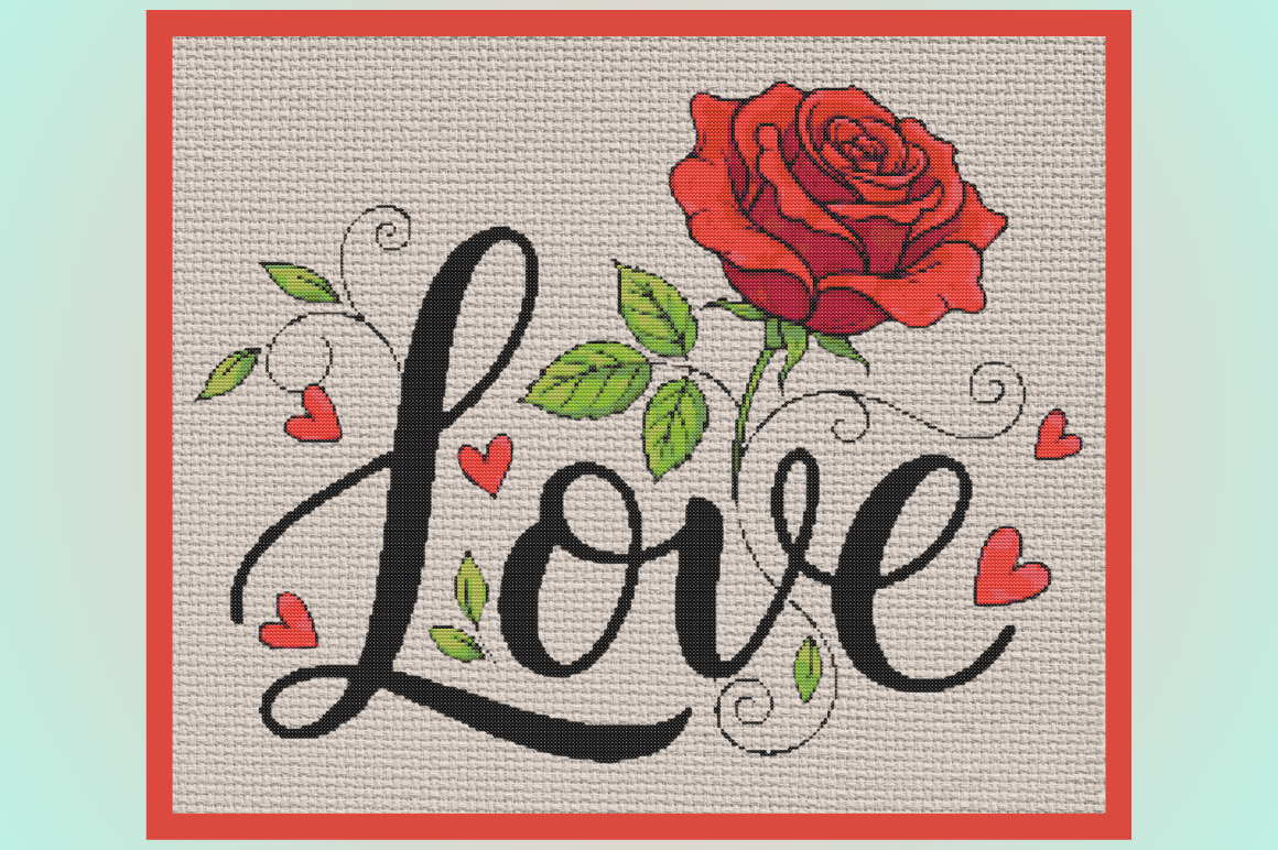Love Rose Cross Stitch Pattern