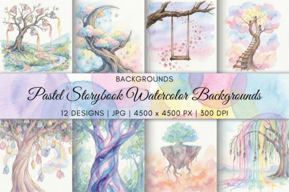 Pastel Storybook Watercolor Backgrounds