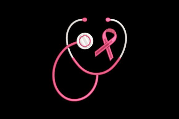 Pink Ribbon Intertwined with Stethoscope