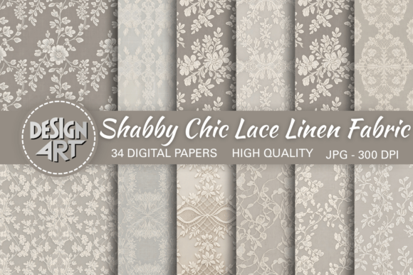Shabby Chic Lace Linen Fabric Background