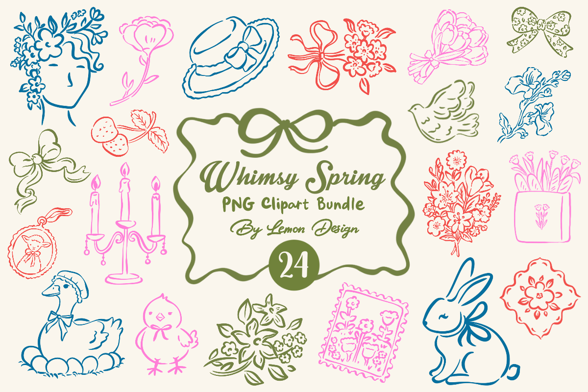 Whimsy Spring PNG Clipart Bundle Graphic by Lemon.design · Creative Fabrica