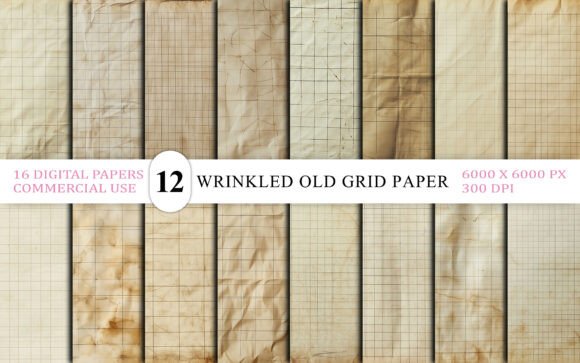 Wrinkled Old Grid Paper Backgrounds