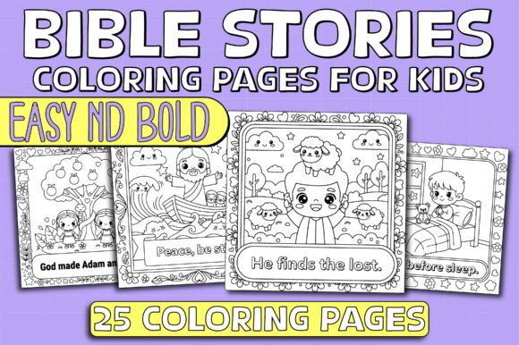 BIBLE COLORING BOOK Cute Easy Bold Kids