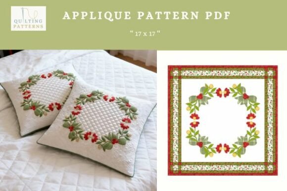 Christmas Wreath Applique Pattern PDF