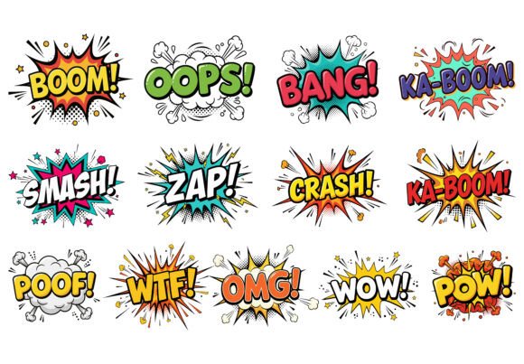 Comic Sound Effects Speech Bubbles PNG