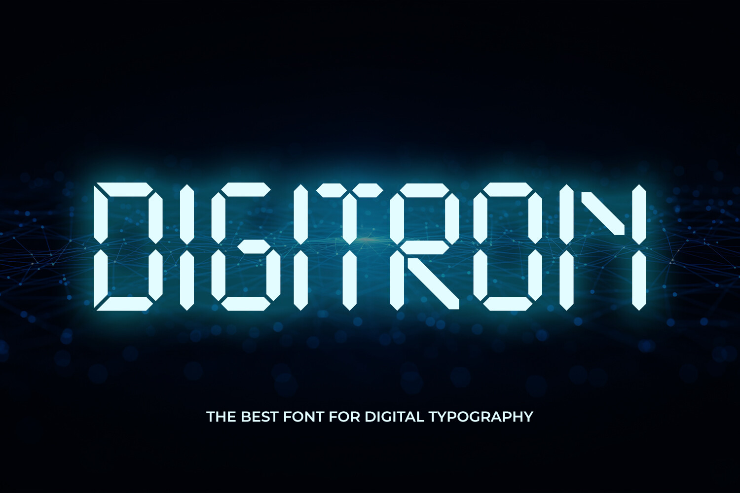 Digitron font preview in a digital display style