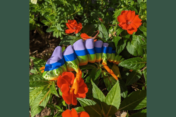 Flexi Chameleon Articulated Toy 3D Print Model - Rainbow Gradient - Image 2