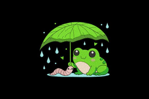 Frog and a Worm Sharing an Umbrella