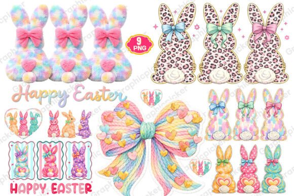 Happy Easter PNG Coquette Easter Bunny