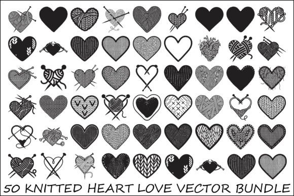 Knitted Heart Love Vector Bundle