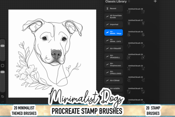 Minimalist Dog Procreate Stamp Brushes