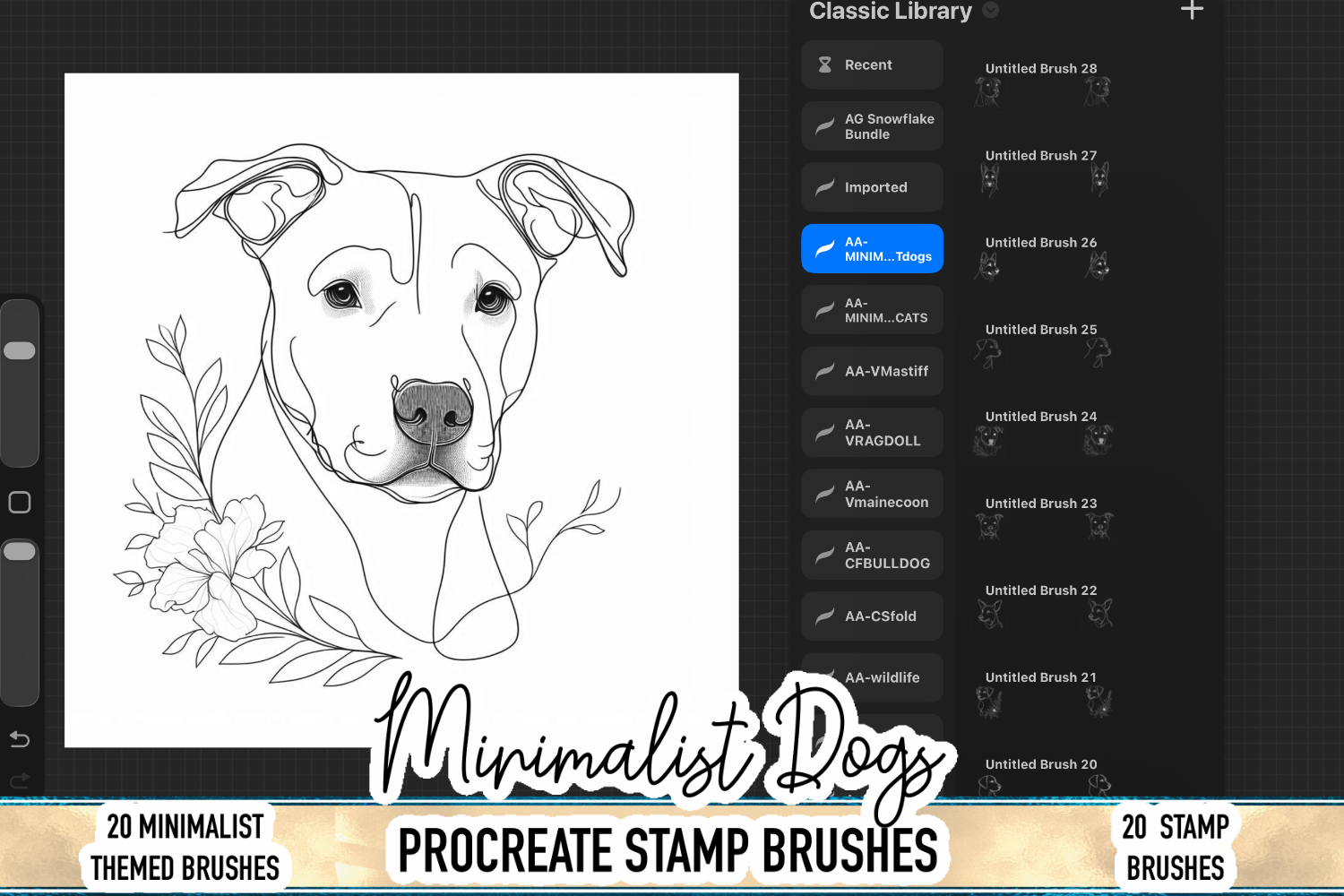 Minimalist Dog Procreate Stamp Brushes