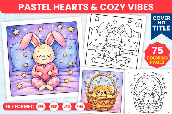 Pastel Hearts & Cozy Vibes Coloring Page