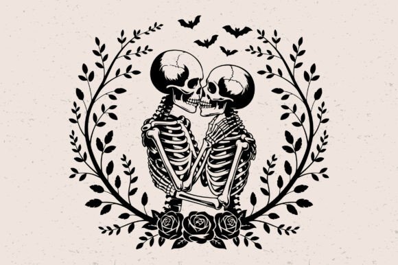 Skeleton Lovers SVG, Kissing Skeletons
