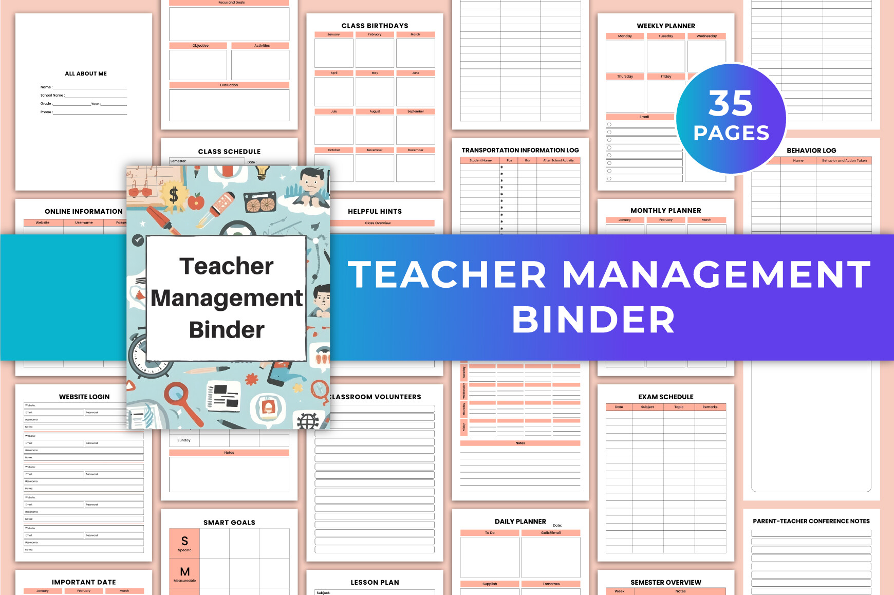 Teacher Management Binder Canva KDP