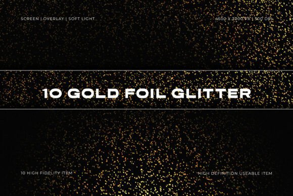 10 Gold Foil Glitter Overlay