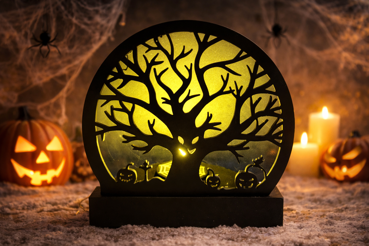 3D Halloween Tree Silhouette Light Stand - Haunted Village Decor - Image 4