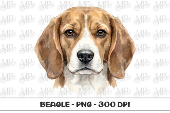 beagle watercolor portrait PNG sublimation design for personalized tumbler gifts