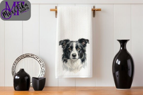 border collie watercolor portrait PNG high quality sublimation mug design