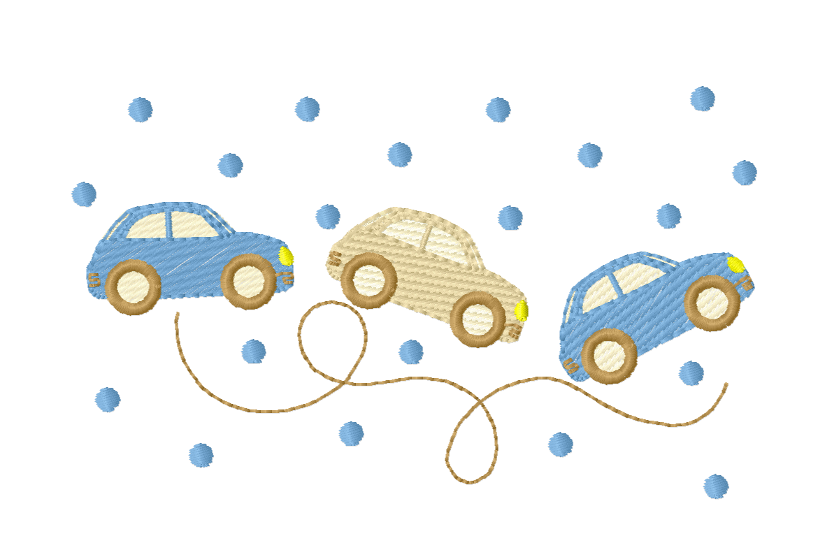 Cute Cars Embroidery Design - Baby Car