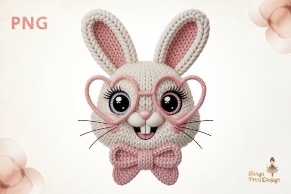 Cute Knitted Bunny Sublimation PNG Print