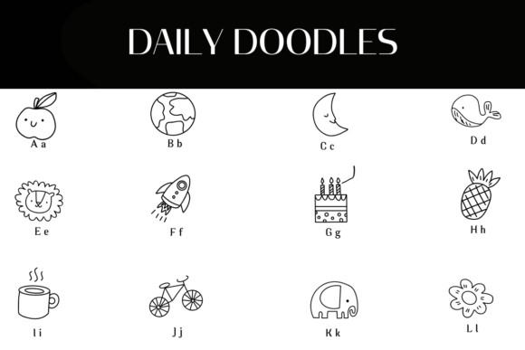 Daily Doodles Font PNG with transparent background - Preview 1