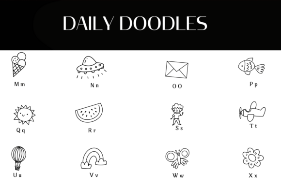 Daily Doodles Font PNG with transparent background - Preview 2