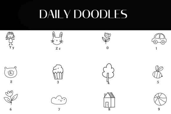 Daily Doodles Font PNG with transparent background - Preview 3