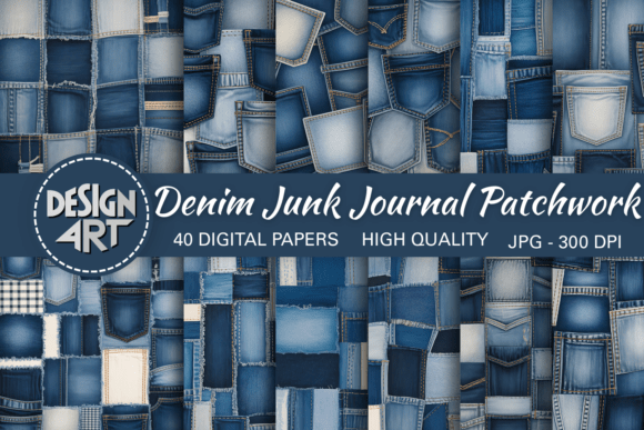 Denim Junk Journal Patchwork Backgrounds