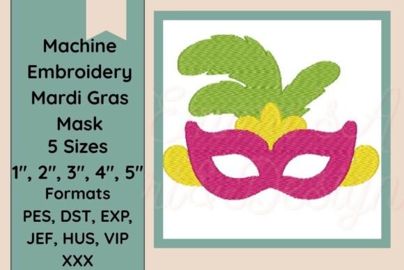Mardi Gras Mask Machine Embroidery Desig