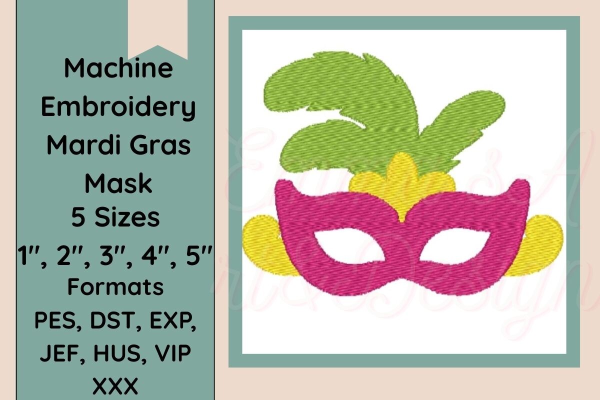 Mardi Gras Mask Machine Embroidery Desig
