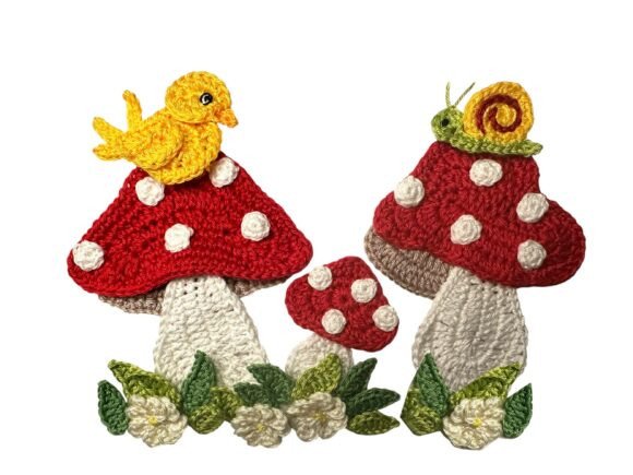Mushroom Crochet Applique Pattern